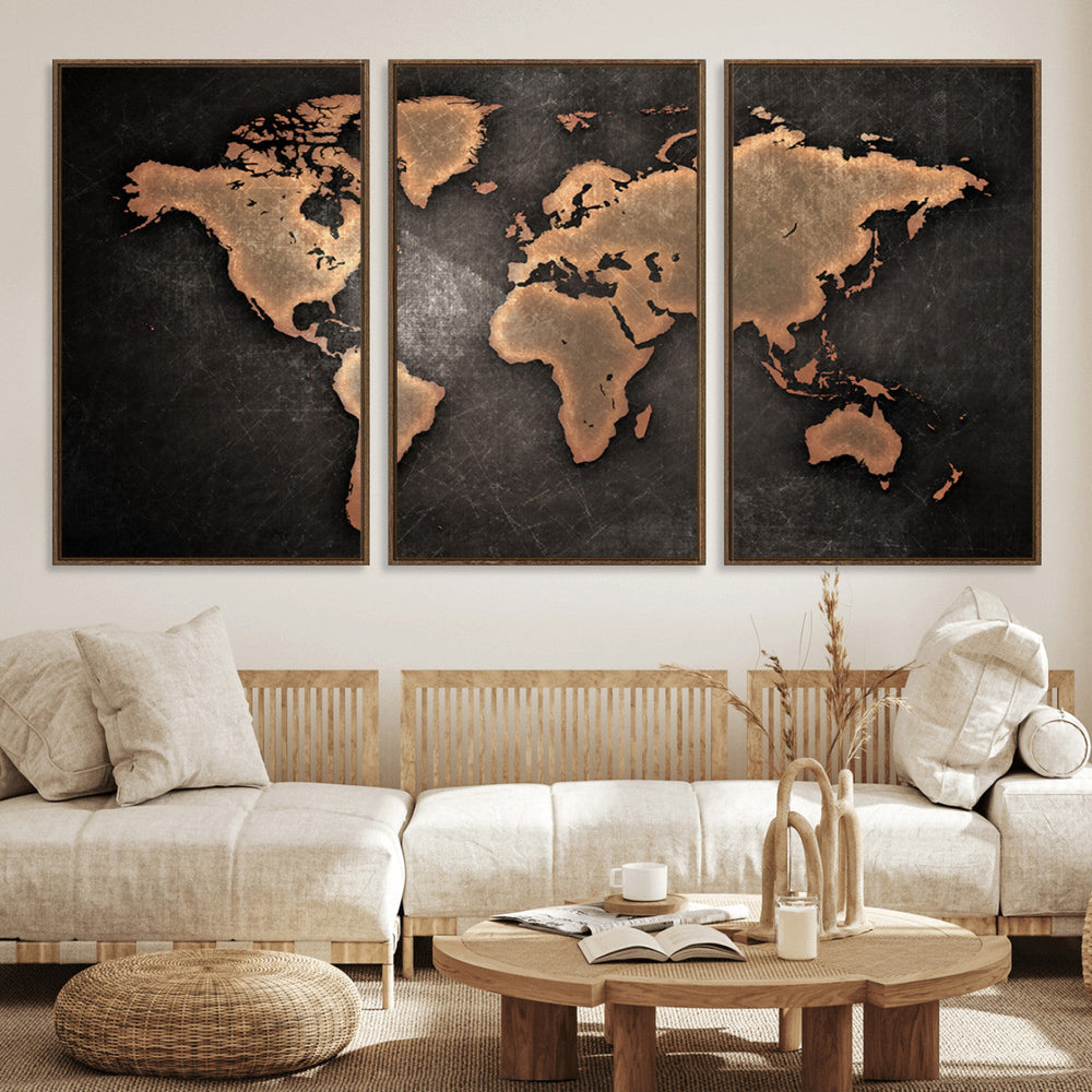 World Map Canvas Print – Framed Travel Map Wall Art for