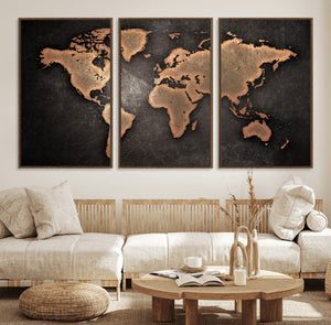 World Map Canvas Print – Framed Travel Map Wall Art for