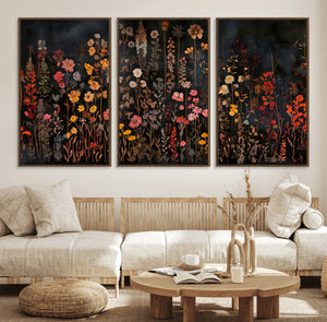 Large Floral Painting Print Illustration Flowers Canvas Wall