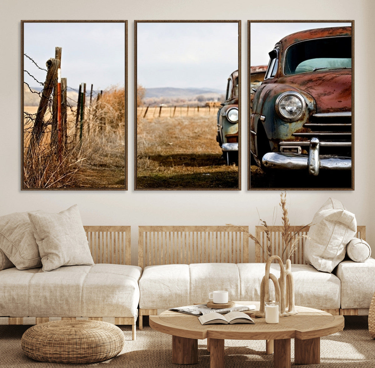 Old Rustic Classic Car Wall Art Canvas Print