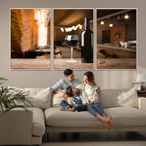 Wine and Bottle Wall Art Canvas Print