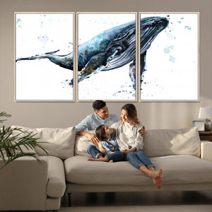 Watercolor Whale Wall Art Canvas Print