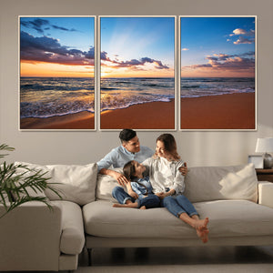 Serene Ocean Sunset Canvas Print, Golden Hour Beach Wall