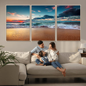 Sunset Ocean Beach Wall Art – Giclee Canvas Print, Coastal