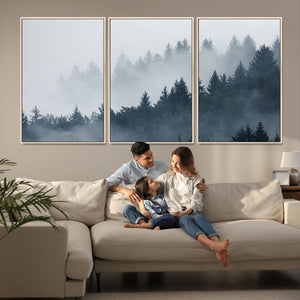 Foggy Pine Forest Wall Art Canvas Print