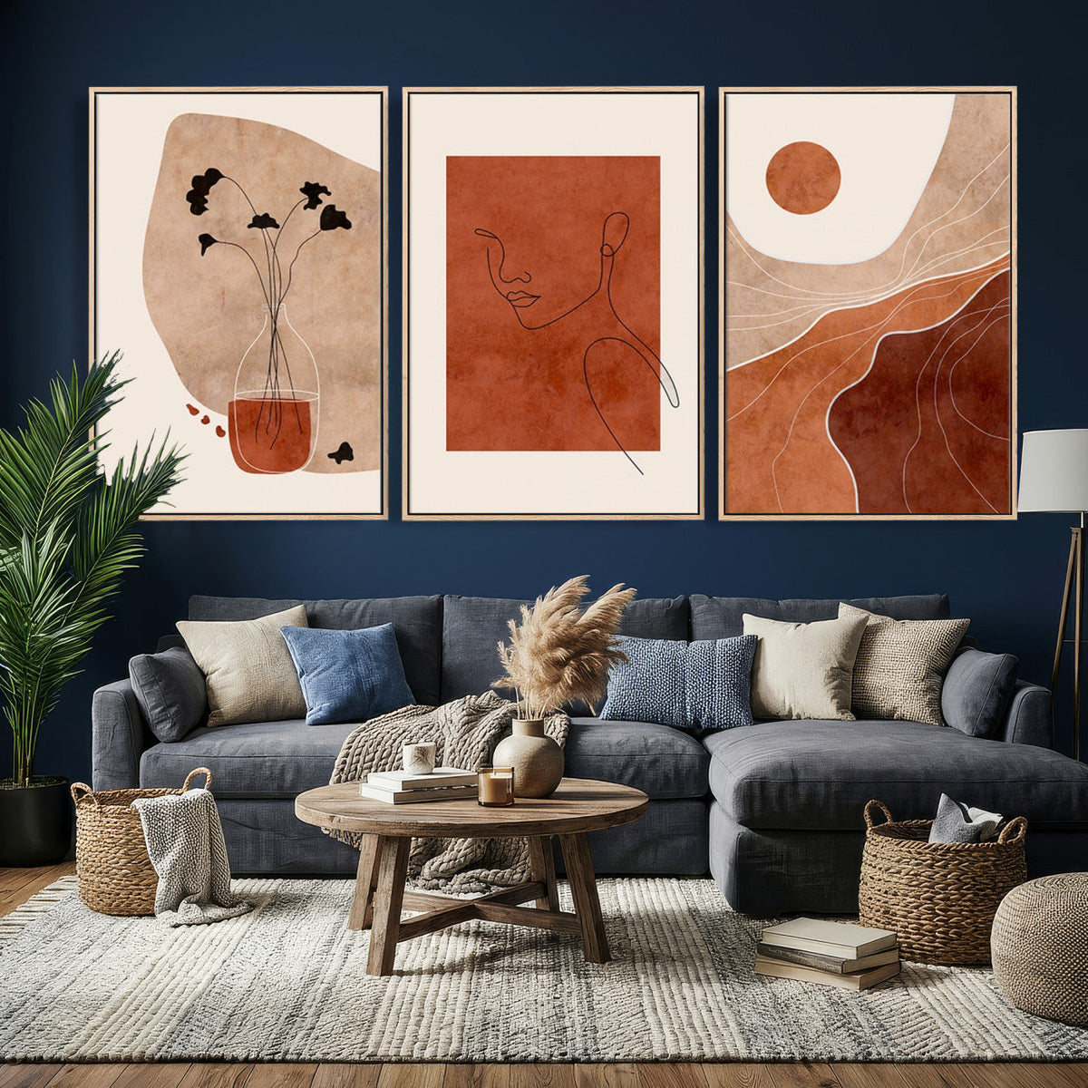 Boho Sunset Mountain Canvas Print, Modern Boho Sunset