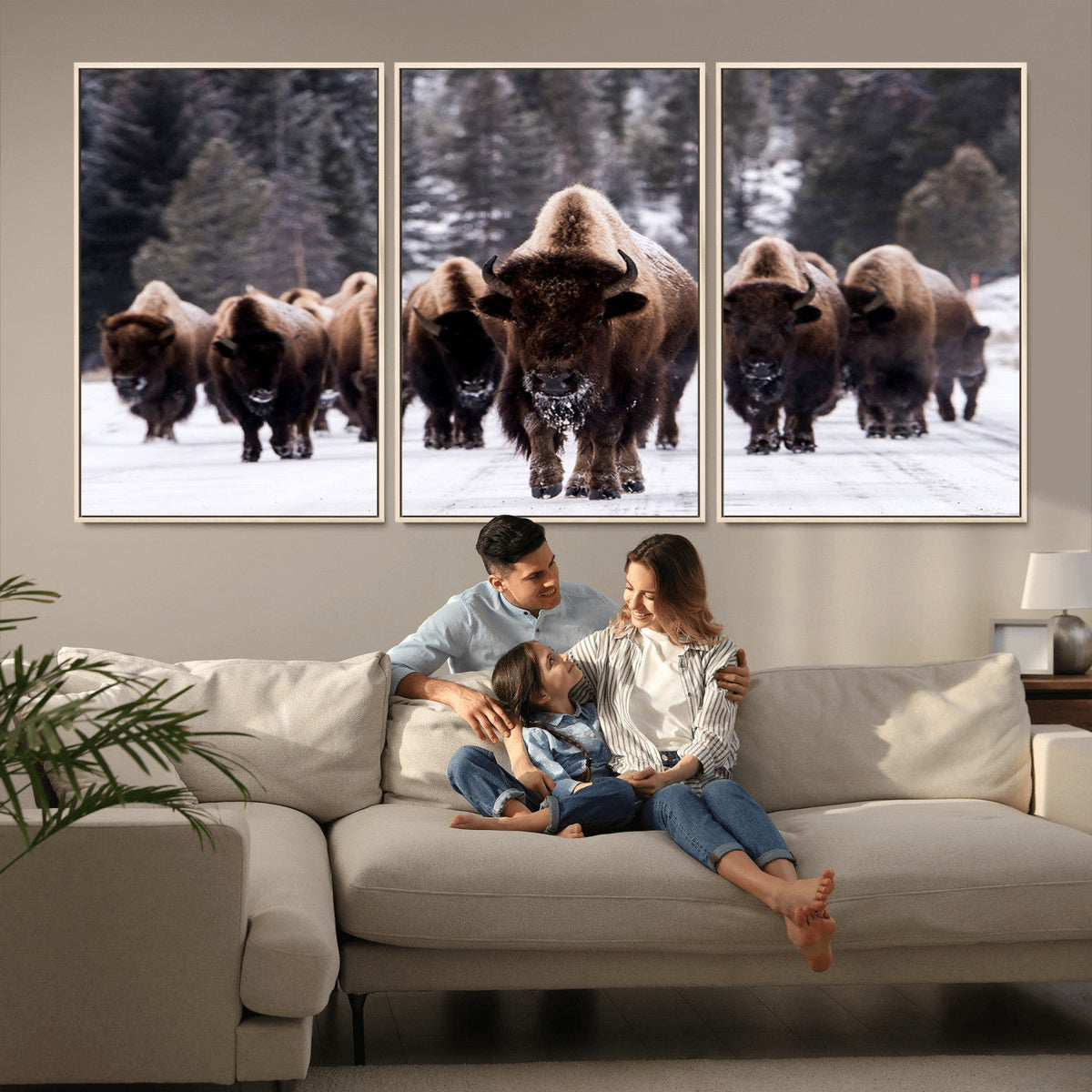 Bison Wall Art Canvas Print- Bison Herd Canvas Wall Art –