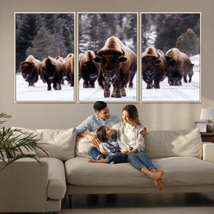 Bison Wall Art Canvas Print- Bison Herd Canvas Wall Art –