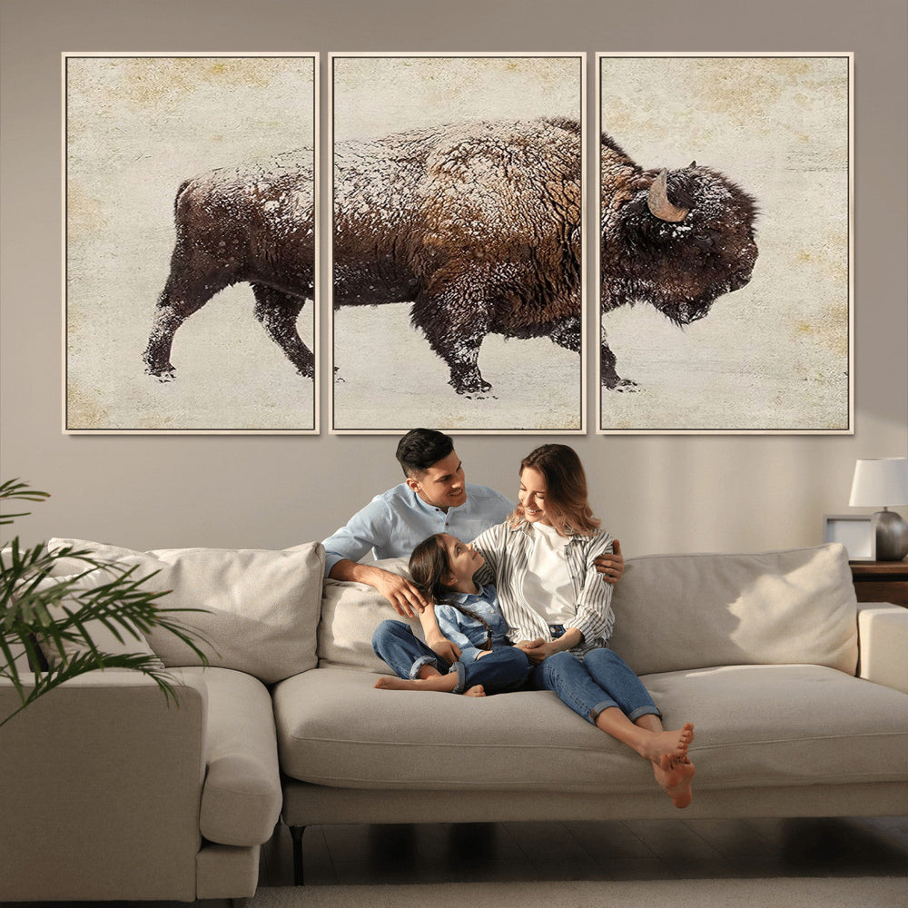 Buffalo Wall Art, Western Bison Canvas Print, Rustic Buffalo