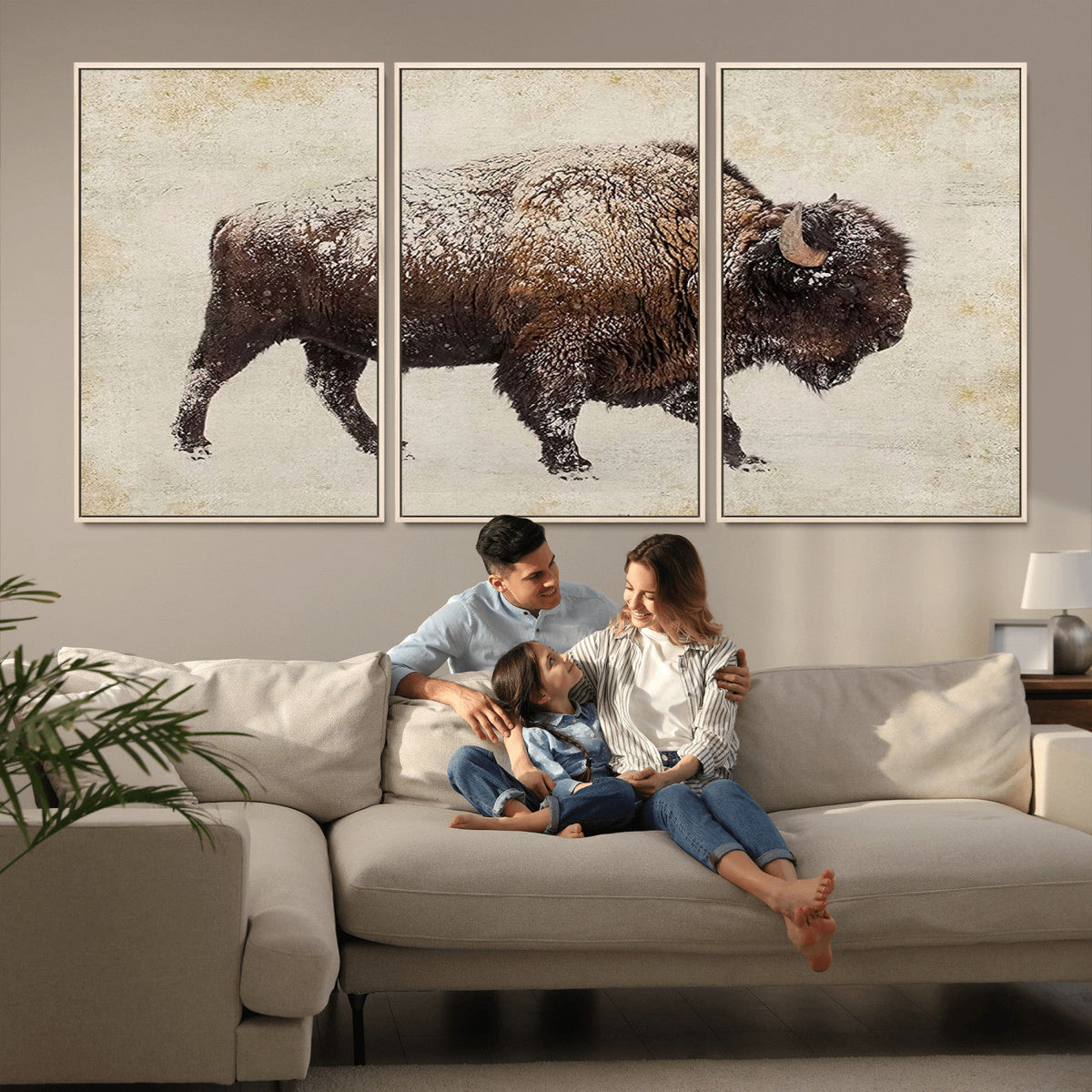 Buffalo Wall Art, Western Bison Canvas Print, Rustic Buffalo