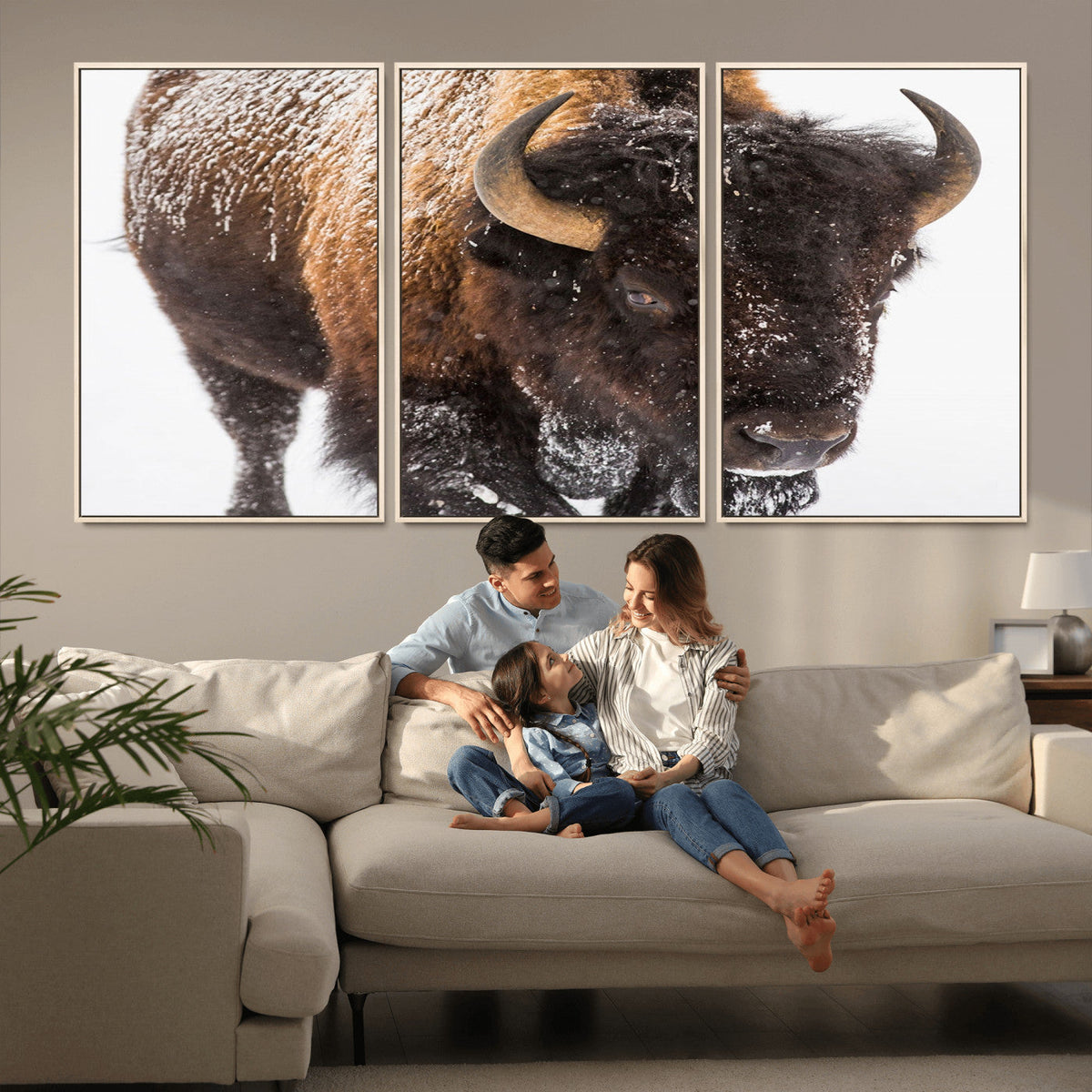 Bison Wall Art Canvas Print For Farmhouse, Wild Animal Wall