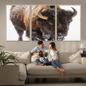 Bison Wall Art Canvas Print For Farmhouse, Wild Animal Wall