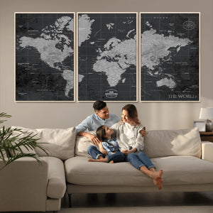 World Map Canvas Print – Detailed Map of the World Wall Art