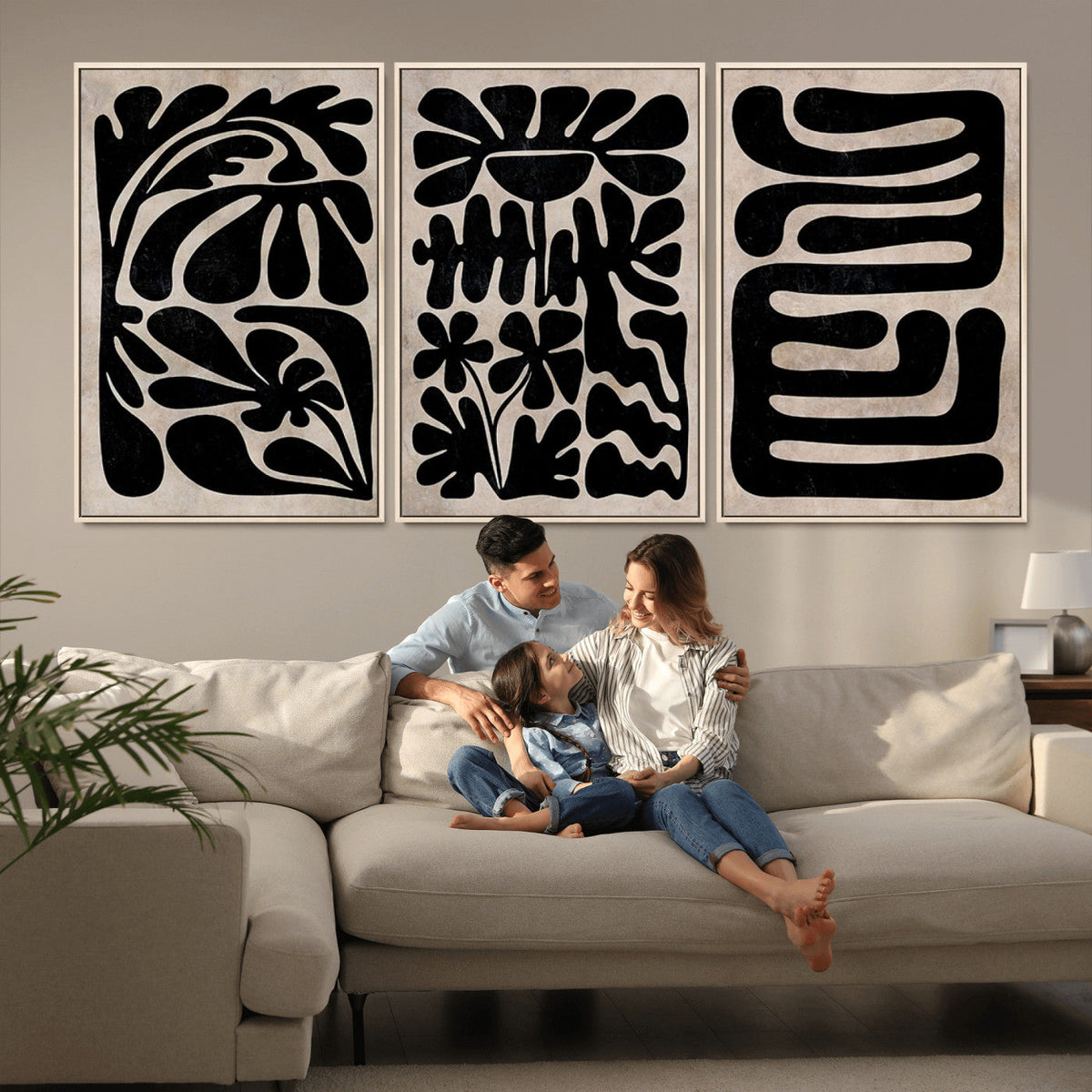 Canvas Print Wall Art Abstract Art Boho, Framed Boho Art