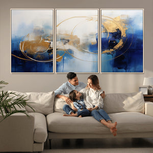 Navy Blue Abstract Wall Art Canvas Print