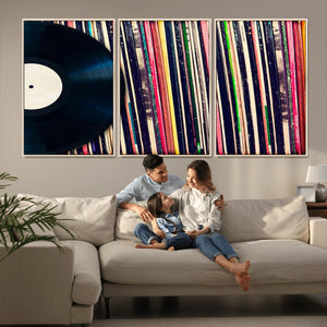 Vinyl Record and Album Collection Canvas Wall Art - Retro