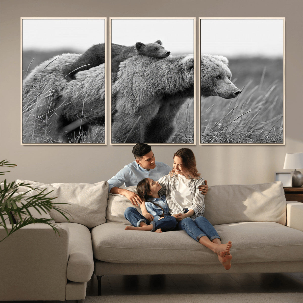Bear and Cub Wall Art Canvas | 399 Bear Cub