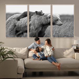Bear and Cub Wall Art Canvas | 399 Bear Cub