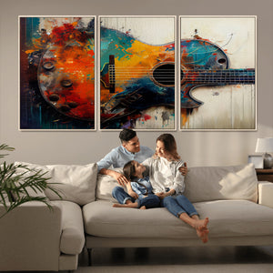 Abstract Guitar Wall Art Canvas | Vibrant Music-Inspired Art