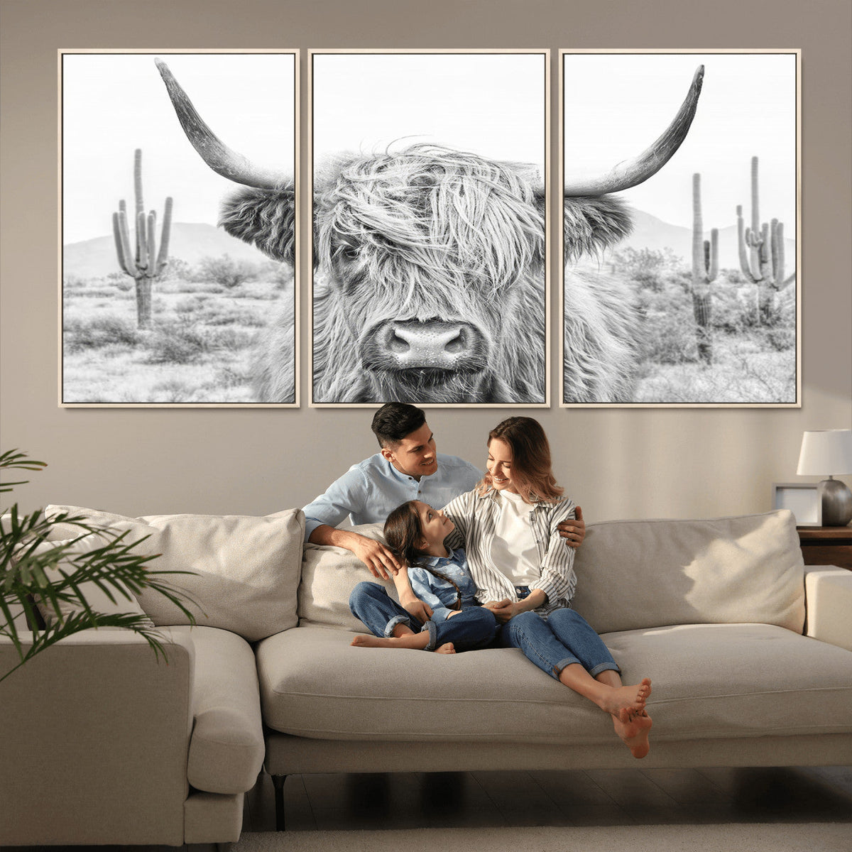 Rustic Charm | Cow Longhorn Black White Bighorn Wall Art