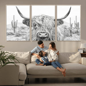 Rustic Charm | Cow Longhorn Black White Bighorn Wall Art