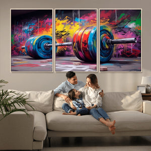 Abstract Graffiti Barbell Canvas Wall Art – Urban Fitness
