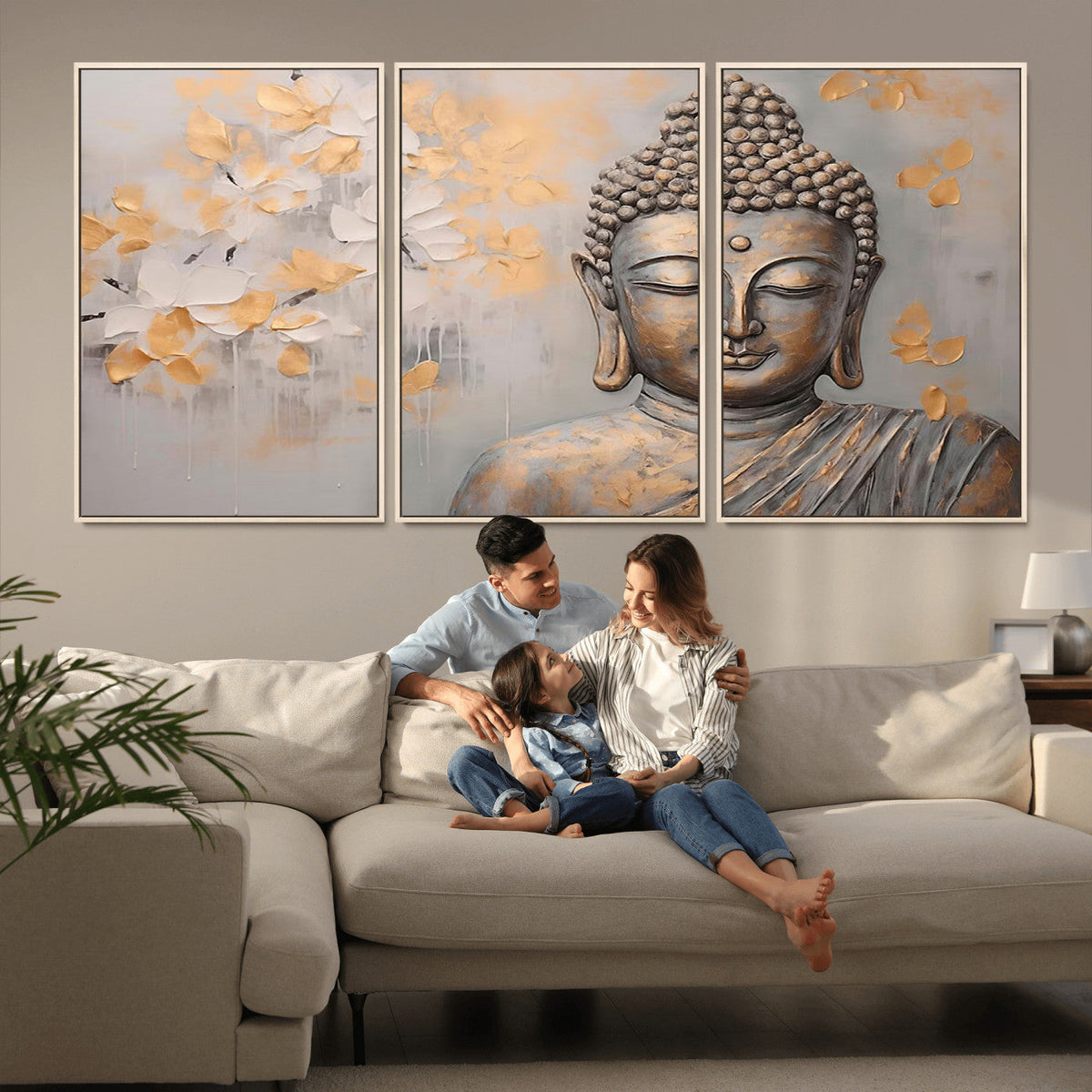 Abstract Buddha Statue Wall Art Canvas Print - Modern