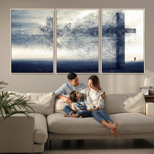 Jesus and the Fading Cross Wall Art Print – Symbol of Faith,