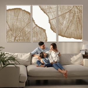 Rustic Brown Tree Ring Wall Art Canvas Print – Framed and