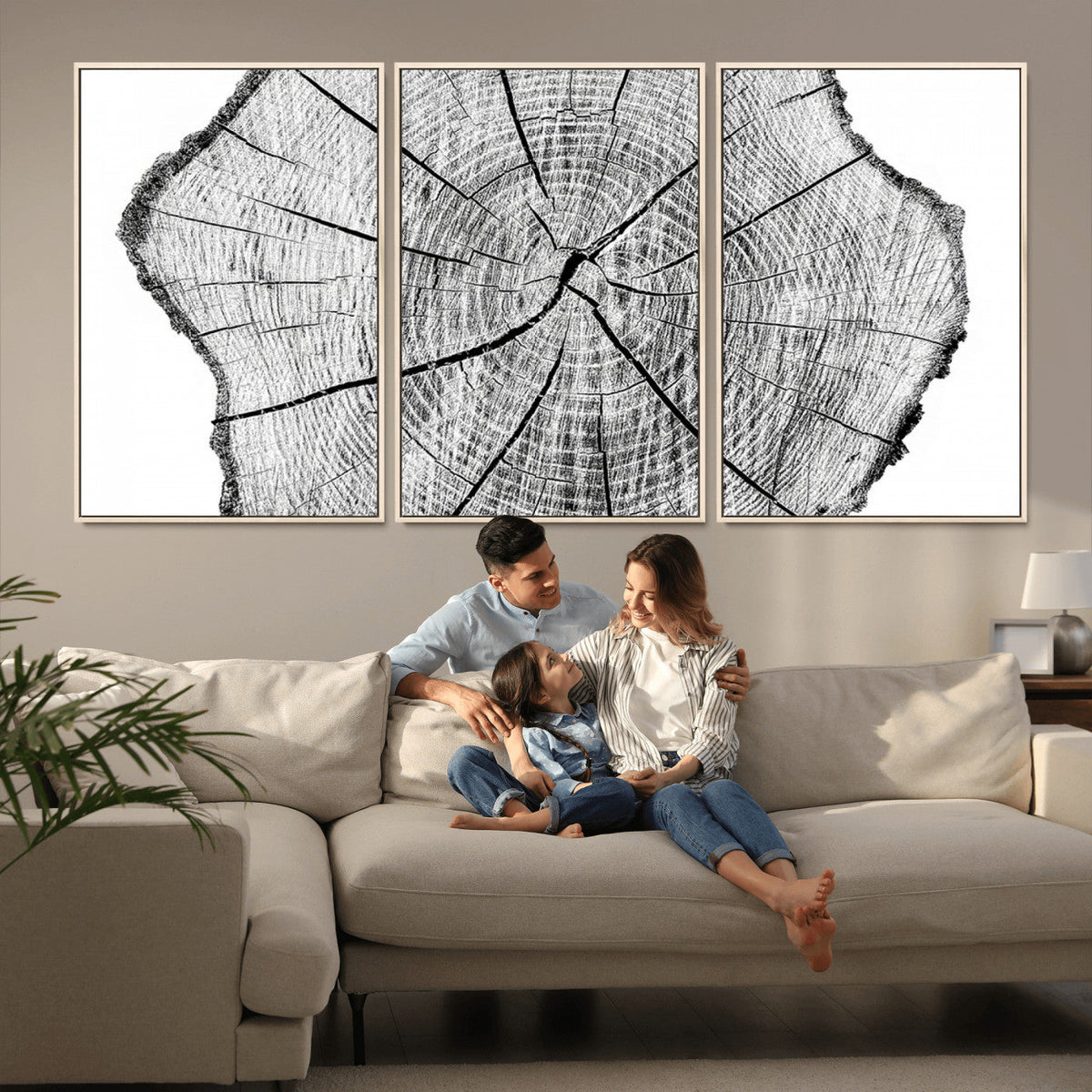 Rustic Tree Ring Wall Art Canvas Print – Framed and Ready to