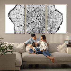 Rustic Tree Ring Wall Art Canvas Print – Framed and Ready to