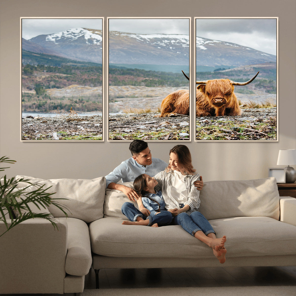 Highland Cow Horn Farm Wall Art Canvas Print