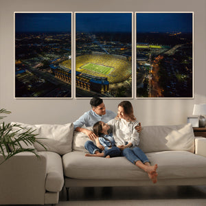 Michigan Stadium Night Game Wall Art – Sports Arena Aerial
