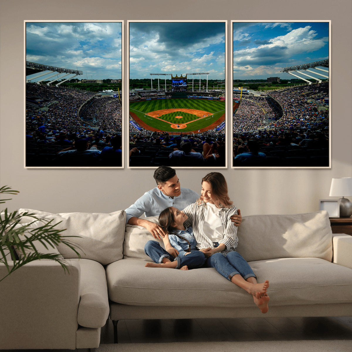 3-Panel Kauffman Stadium Wall Art Print | Large Kansas City