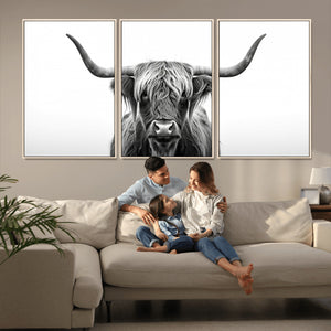 Highland Wall Art Canvas Print – Minimalist Black and White