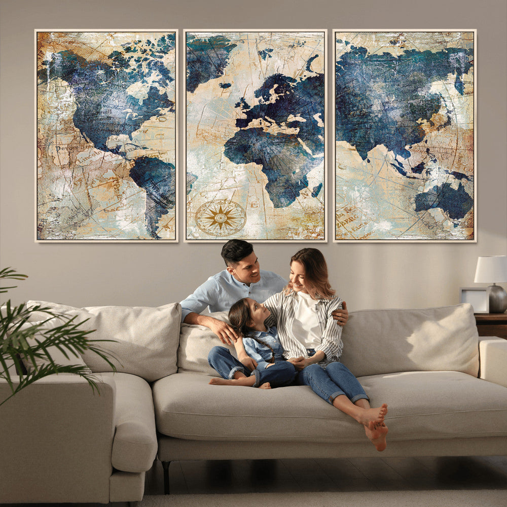 World Map Canvas Print – Framed Wall Art for Couples,