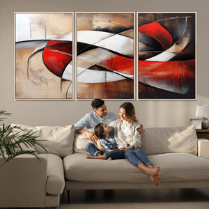 Abstract Wall Art - Modern Red and White Canvas Wall Art