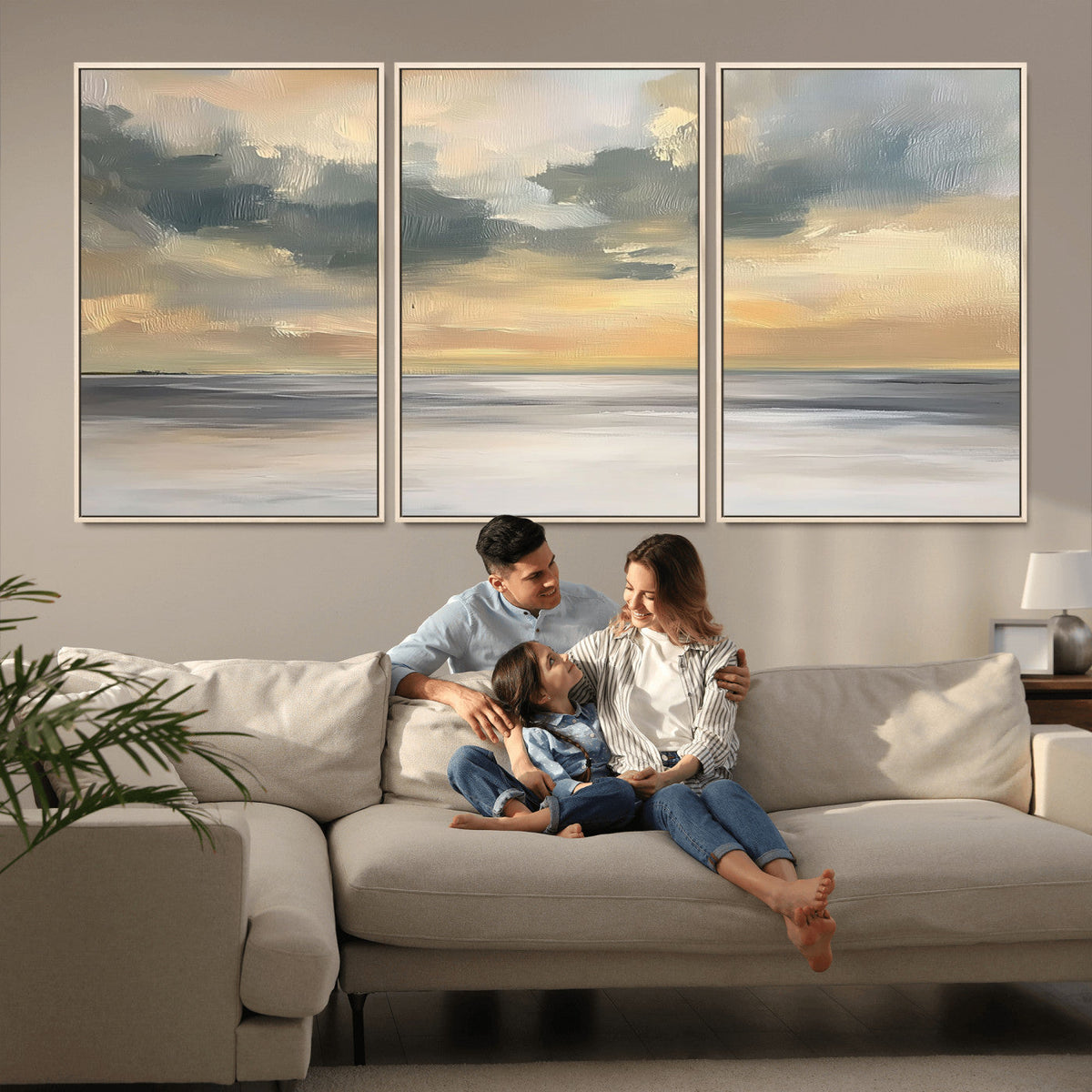 Modern Coastal Artwork with Vibrant Abstract Ocean Waves