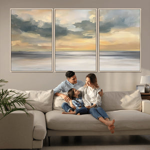 Modern Coastal Artwork with Vibrant Abstract Ocean Waves