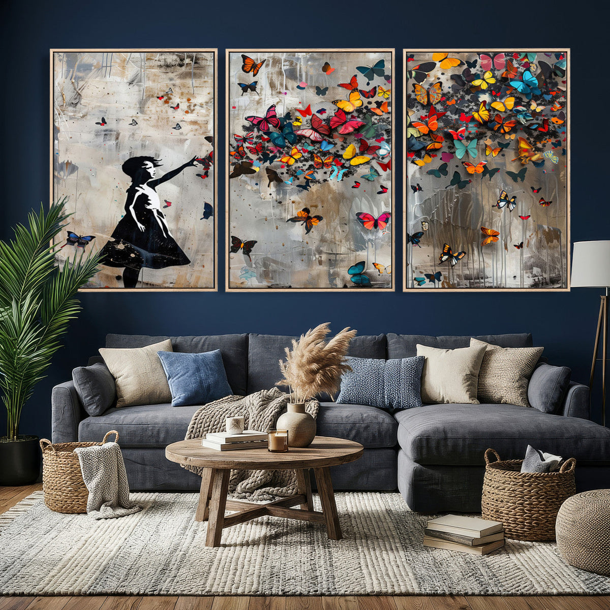 Banksy Butterfly Girl Wall Art – Modern Graffiti Canvas