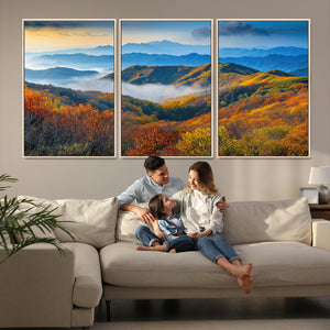 Autumn Mountains Wall Art Canvas Print – Foggy Peaks