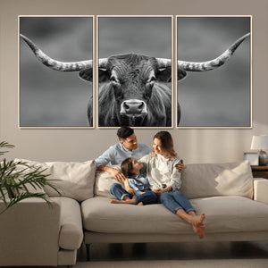 Texas Longhorn Wall Art Canvas Print – Framed Western Bull