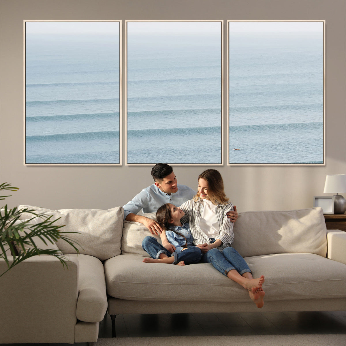 Ocean Waves Wall Art Canvas Print – Framed Solo Surfer Wave