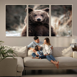 Brown Bear Wall Art Canvas Print – Framed Majestic Woodland