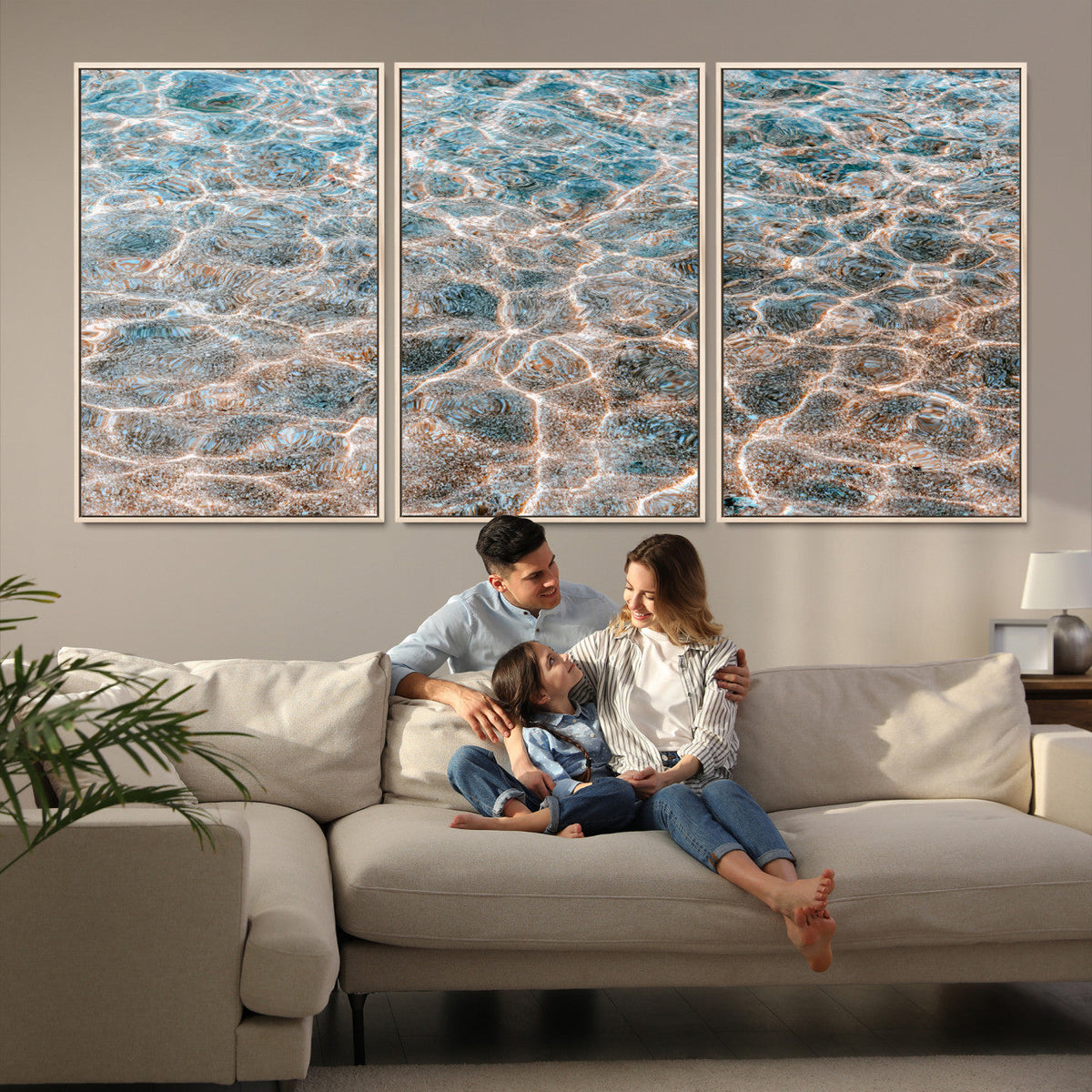 Clear Water Wall Art Canvas Print – Framed Sunlit Ocean