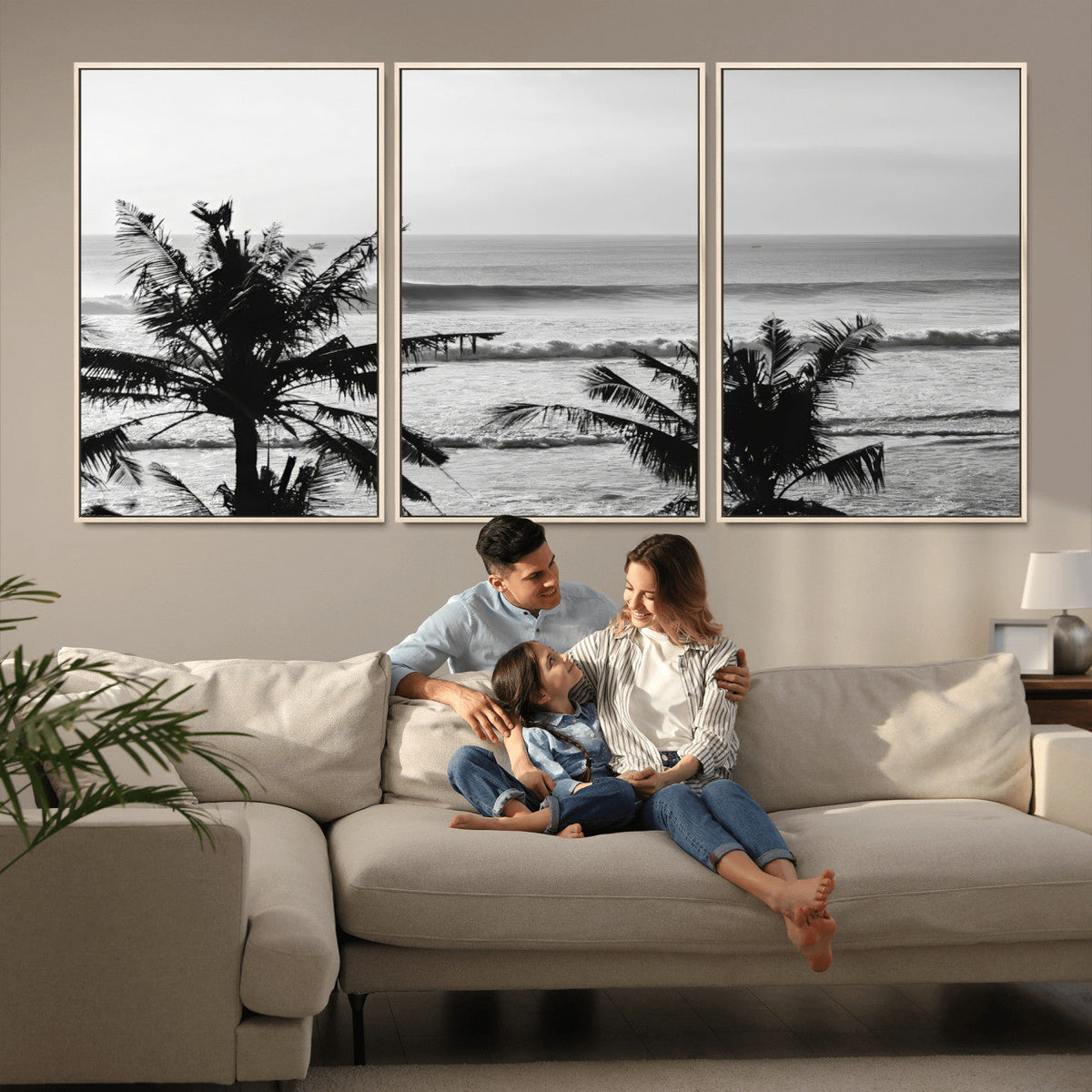 Tropical Coastline Wall Art Canvas Print – Framed Palm Trees
