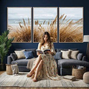 Beach Grass Wall Art Canvas Print – Framed Coastal Dunes Art