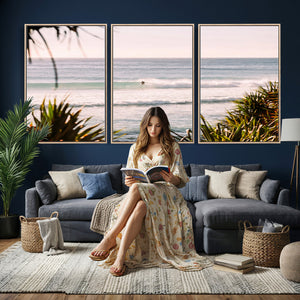 Ocean Surfer Wall Art Canvas Print – Framed Coastal Surf Art