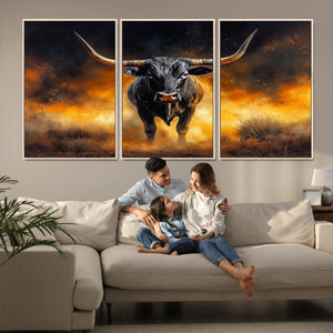 Longhorn Canvas Wall Art Canvas Print – Framed Bold Bull