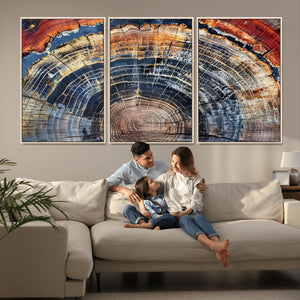 Tree Rings Wall Art Canvas Print – Framed Wood Art Picture